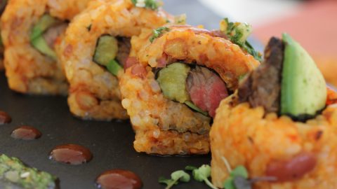 Puerto Rican Fried Rice Mamaposteao Rare Steak Sushi Roll