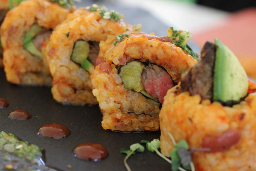 Puerto Rican Fried Rice Mamaposteao Rare Steak Sushi Roll