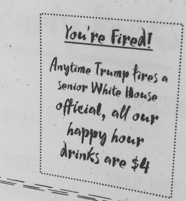 youre fired happy hour