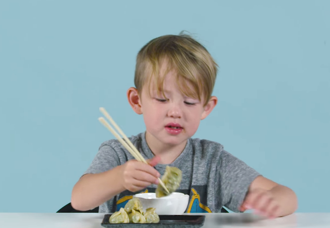 kids try dumplings