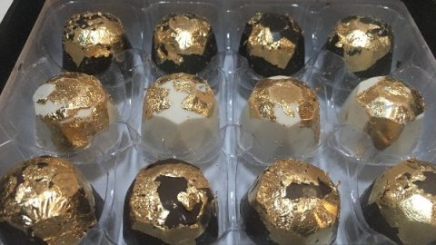 24-karat gold covered chocolate truffles