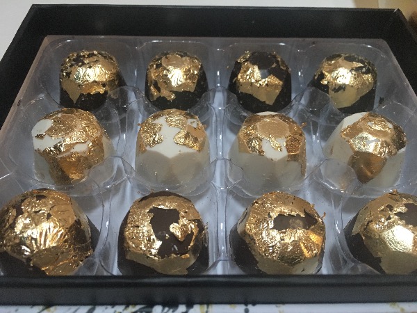 24-karat gold covered chocolate truffles