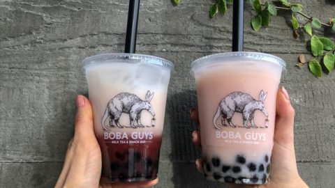 strawberry horchata milk tea