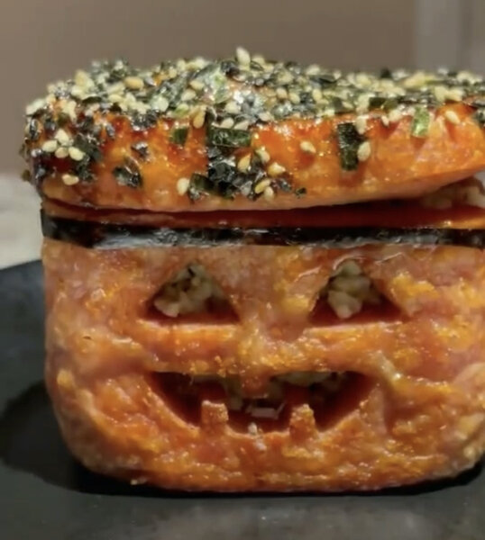 fried spam jack-o-lantern